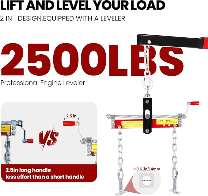 5500 Lbs Folding Engine Hoist Cherry Picker, 2.5 Ton Engine Hoist - Image 4