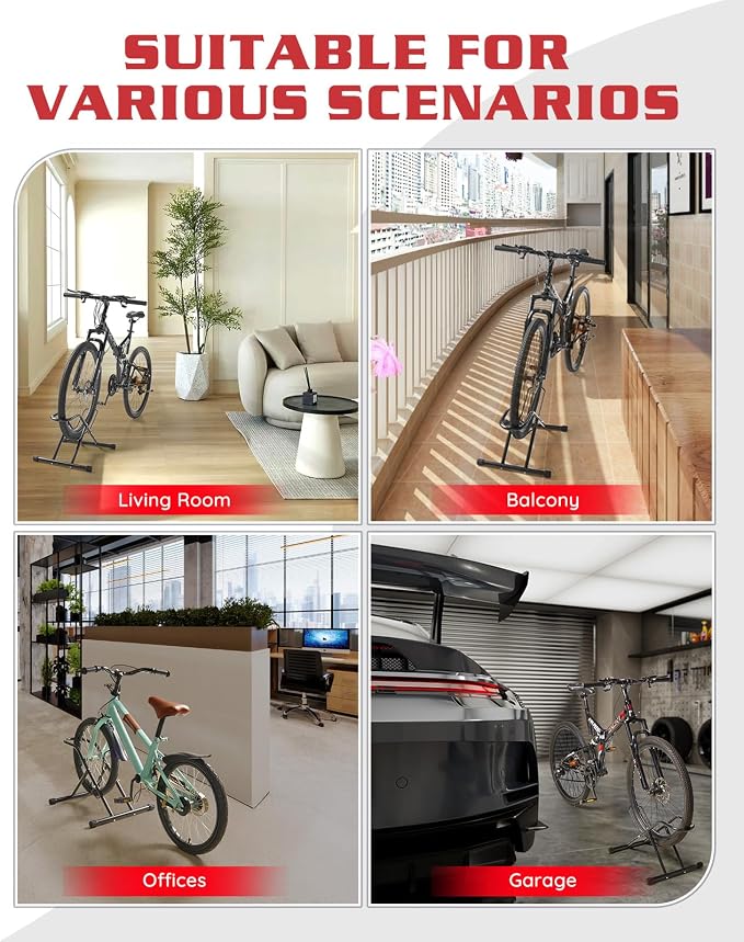 Upgraded 4" Wide Tire Floor Bike Stand Rack, Heavy Duty Garage Indoor Bike - Image 7