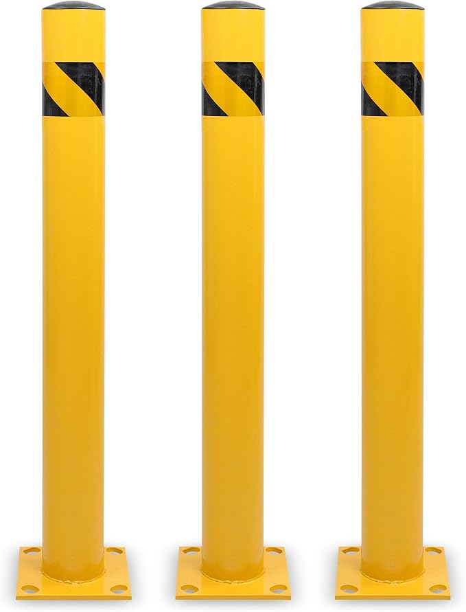 BISupply Safety Bollard Post Parking Barrier 3 Pack - 42in Yellow Pipe Bolt by BISupply
