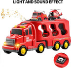 TEMI Fire Toys for 3 4 5 6 Years Old Boys Girls - 5 in 1 Carrier Truck - Image 8