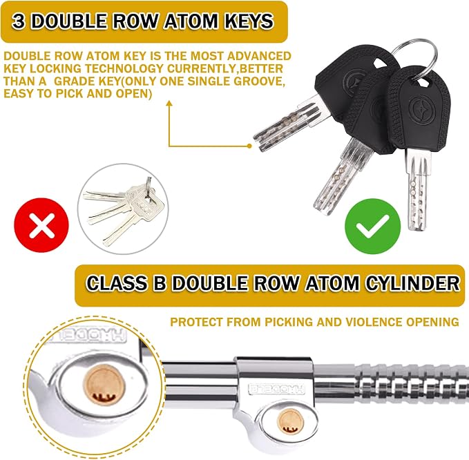 Tevlaphee Universal Steering Wheel Brake Lock Anti-Theft Retractable Double - Image 4