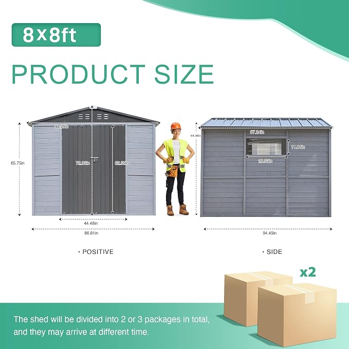 8x8 FT Outdoor Storage Shed - Image 2