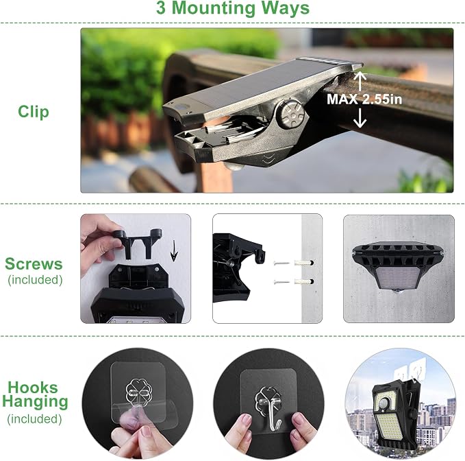 Tryme 45LEDs Solar Lights Outdoor Clip Motion Sensor Lights 3 Modes 3 Mounting - Image 3