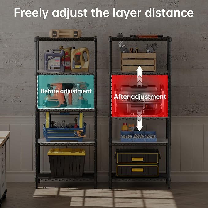 SINGAYE 5 Garage Heavy Duty Shelving Unit Kitchen Pantry Close Home Organizers - Image 7