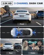 Dash Cam Front and Rear 2.5K/1440P, 3 Channel Dash Camera - Image 2