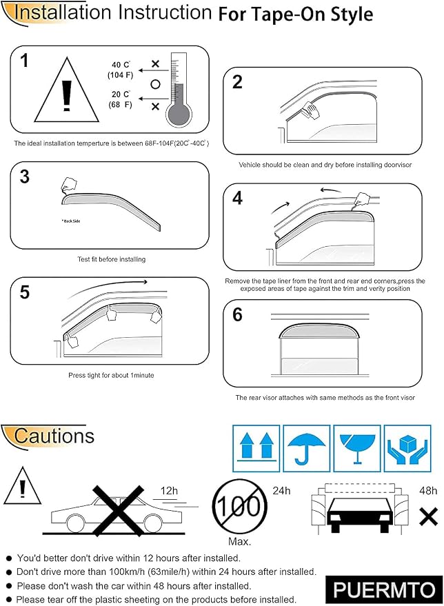 Side Window Wind Deflector, Window Visor fit - Image 7