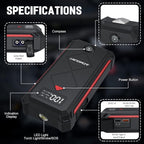 P100 Car Jump Starter, 5000A Peak Lithium Jump Starter Battery Pack - Image 6