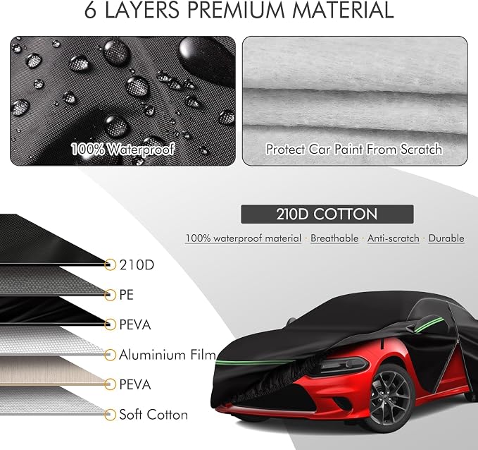 for 2006-2021 Dodge Charger Car Cover 210D Outdoor Waterproof UV Sun Rain Snow - Image 2