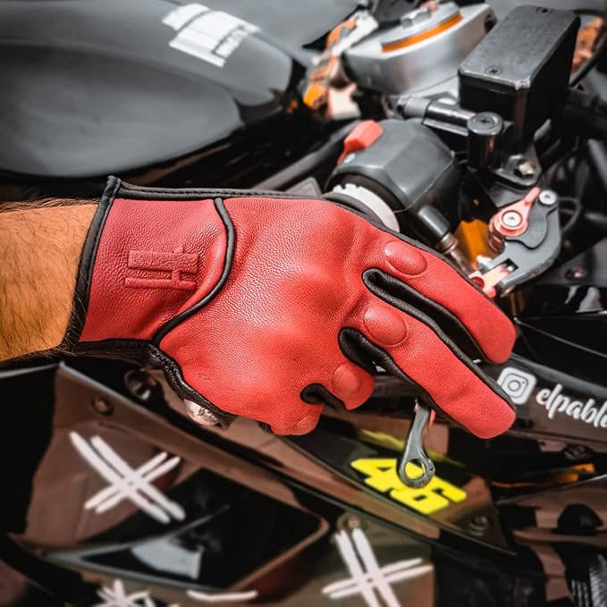 Harssidanzar Leather Motorcycle Gloves - Image 4