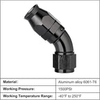 EVIL ENERGY 12AN 45 Degree PTFE One Piece Full Flow End Hose Fitting Aluminum - Image 3