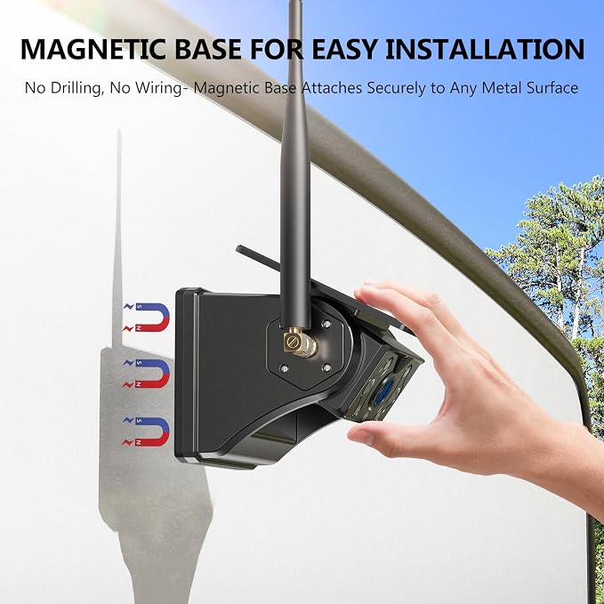 Magnetic Solar Wireless RV Backup Camera, 1080P 7" Touchscreen IPS Monitor & - Image 2