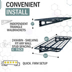 2-Pack 2x4ft Garage Wall Shelves, 2 Shelf Total 8 ft Garage Shelving Wall - Image 3
