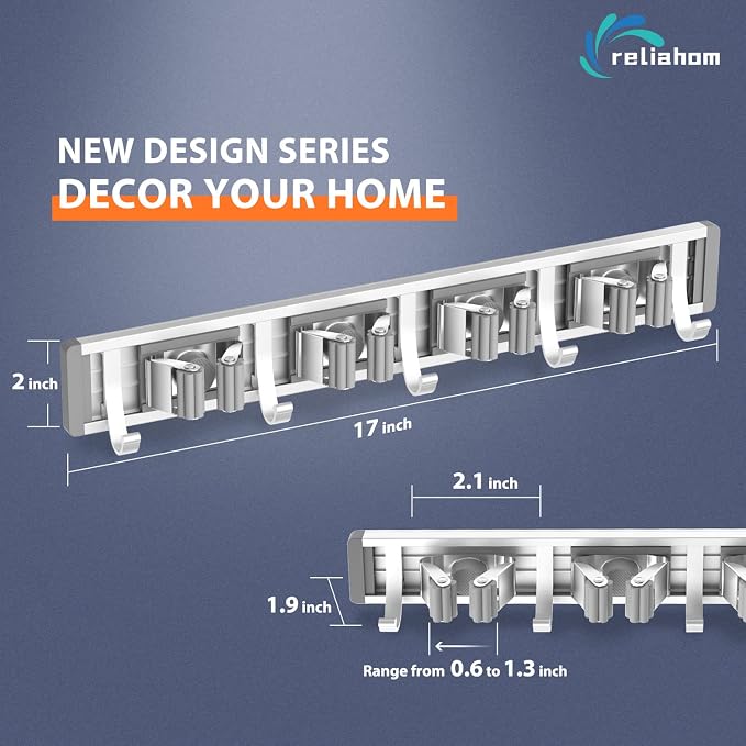 Broom Holder Wall Mount Mop and Broom Hanger Wall Mounted Garage Storage Rack - Image 6