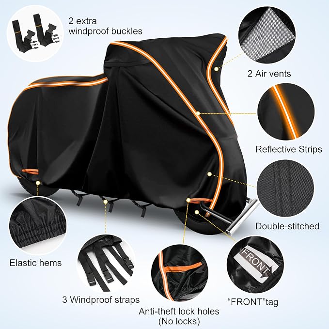 Waterproof Motorcycle Cover for Vespa GTV, Vespa GTS, Outdoor 420D Bike Cover - Image 2