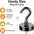 MIKEDE Magnetic Hooks, 40LB+ Heavy Duty Magnet Hooks - Image 4
