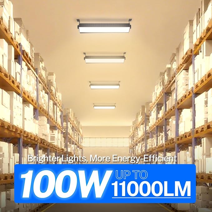 2 Pack LED Shop Lights, 100W 11000LM 3000K Warm White Plug in Garage Light - Image 3