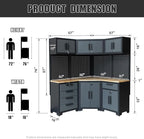 Garage Storage Cabinet System Corner Workshop Set 10-Pcs Garage Cabinets and - Image 3