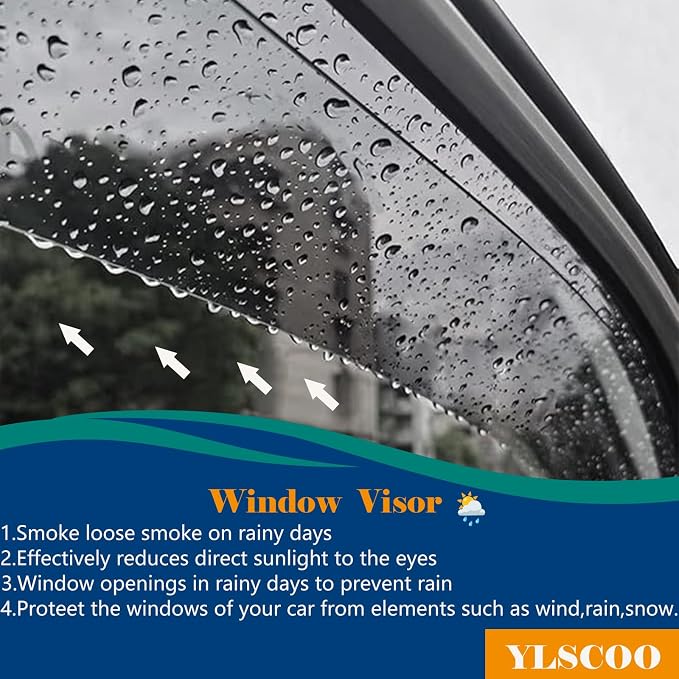 Window Visors Rain Guards fits 2013-2018 Altima, Out-Channel Window Wind - Image 3