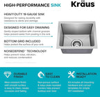 KRAUS Fairlane 15-inch Undermount Single Bowl 18-Gauge Stainless Steel Kitchen - Image 4