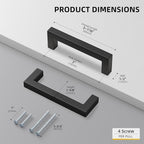 Goldenwarm 10 Pack Black Square Bar Cabinet Pull Drawer Handle Stainless Steel - Image 2