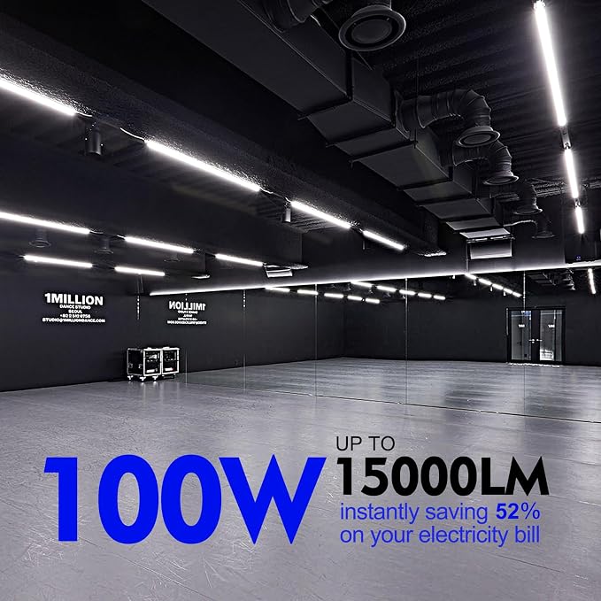8FT LED Shop Light Fixture, 100W 15000LM 6500K, V Shape Linkable T8 Tube Lights - Image 2