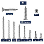 #8 x 1-1/4" Wood Screw 100Pcs 18-8 Stainless Steel Screws Flat Head Phillips - Image 3