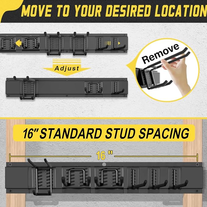 64'' Garage Tool Organizer Wall Mount, Garage Hooks Heavy Duty, Shovel Holder - Image 3