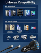 for iPhone 15/16 Pro Max Car Charger, 72W 3-Port Fast USB C Car Charger Power - Image 7