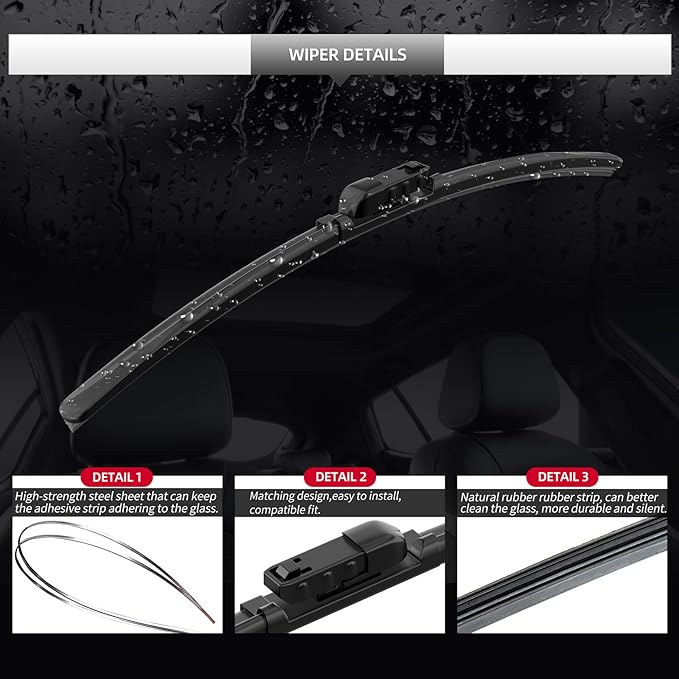 Replacement for BMW X7 Windshield Wiper Blades, 3 Pieces of Car Front and Rear - Image 4