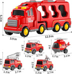 TEMI Fire Toys for 3 4 5 6 Years Old Boys Girls - 5 in 1 Carrier Truck - Image 2