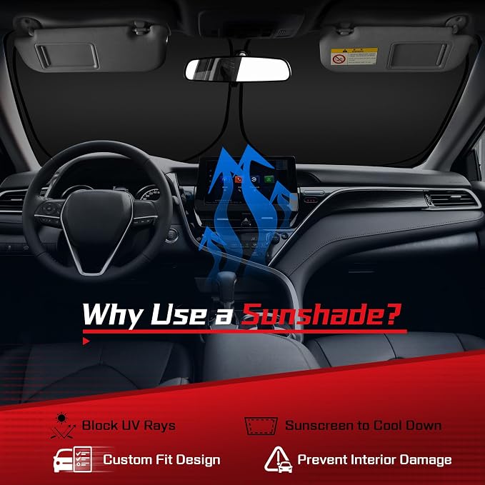 ARISMOTOR Windshield Sun Shade for Toyota Venza 2021-2024, Custom Fit Foldable - Image 3