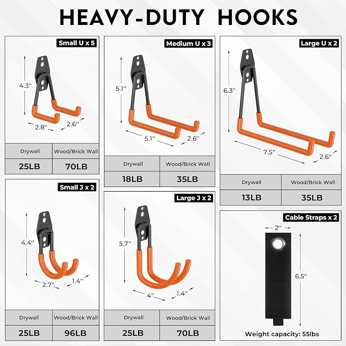 BONTEC Heavy Duty Garage Hooks, Anti-Slip Coated Black Steel - Image 2