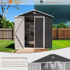 8X6 FT Outdoor Storage Shed, Metal Garden Shed - Image 7