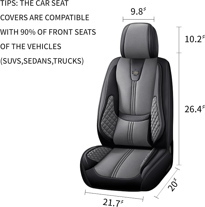 Car Seat Covers Front Only, Easy Install Luxury Leather Automotive Seat Covers - Image 2