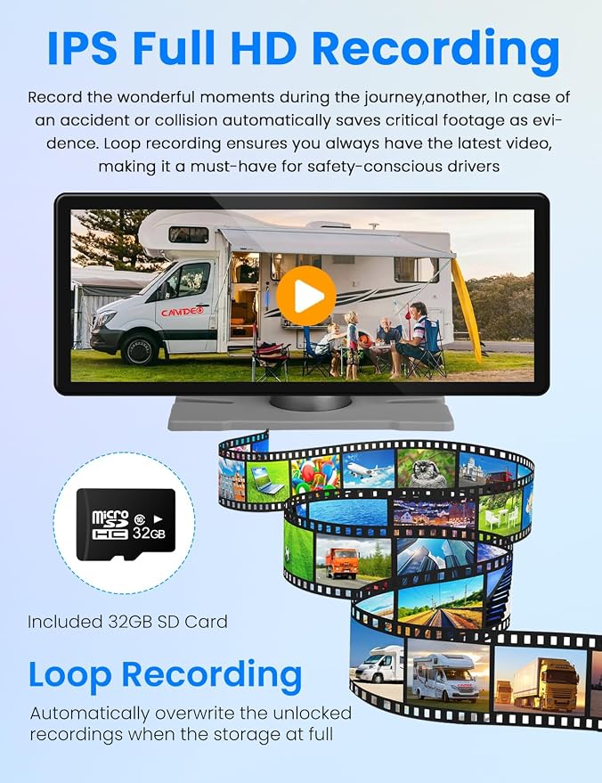 2.5D Display Wireless reversing Camera System FHD 1080P 10.26-inch touchable - Image 7