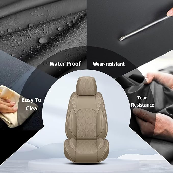 Car Seat Covers Fit for Toyota Camry 2012-2025: Full Set 5 Seats Faux Leather - Image 6