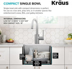 KRAUS Fairlane 15-inch Undermount Single Bowl 18-Gauge Stainless Steel Kitchen - Image 8