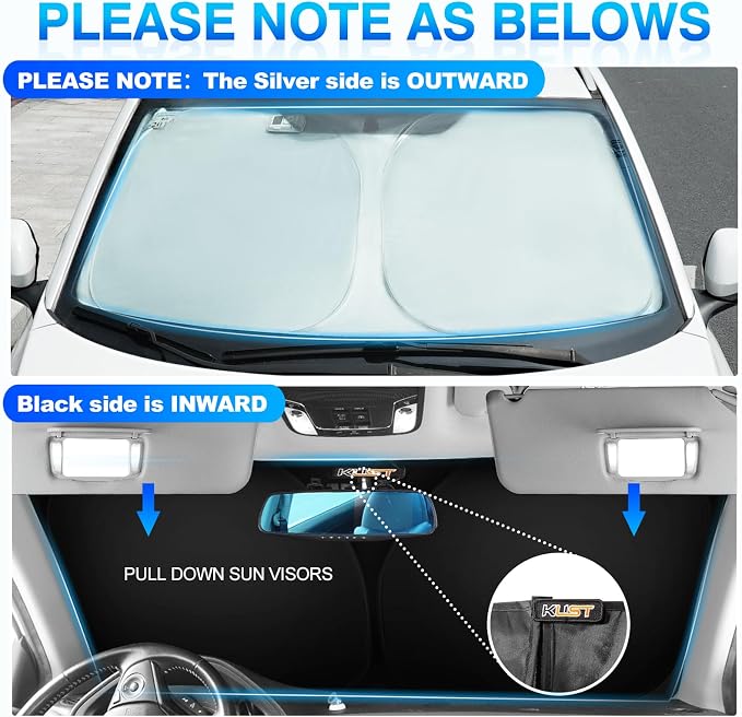 KUST Windshield Sun Shade for 2024 2025 2026 Chevrolet Silverado EV/Chevy - Image 3