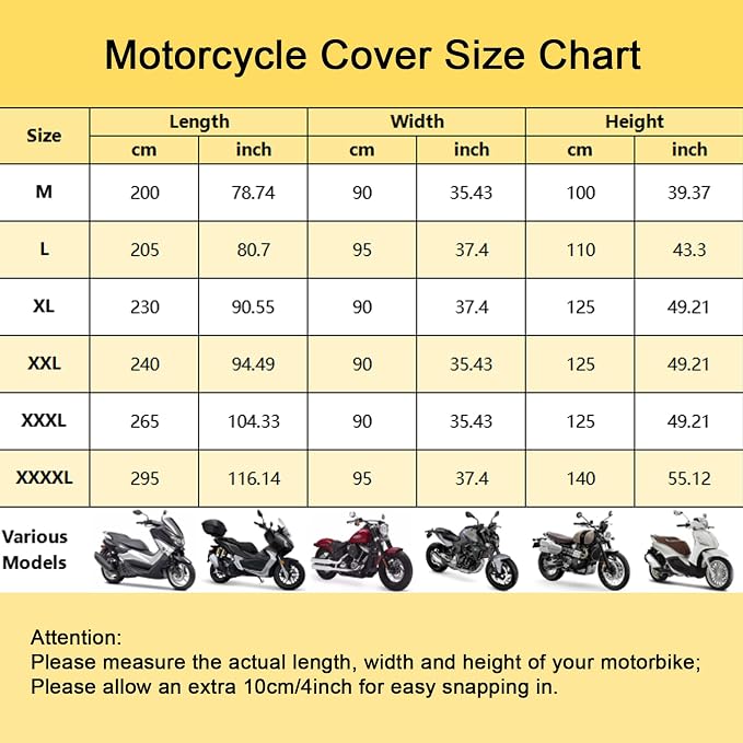 Motor Bike Cover Waterproof Outdoor, Motorbike Scooter Moped Cover Sun Rain - Image 2