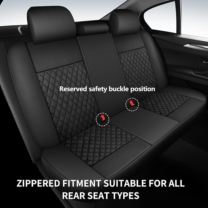 Leather Car Seat Covers, Breathable and Waterproof Seat Cover Full Set - Image 8