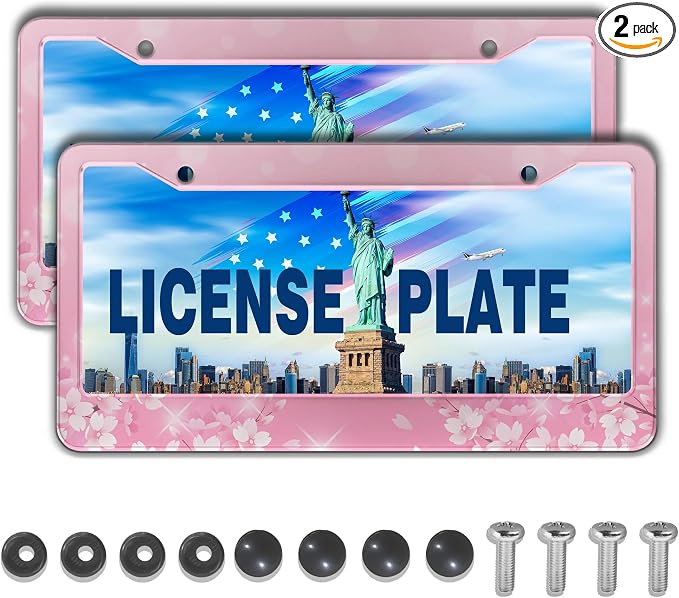 License Plate Frames for Girl Pink License Plate Cover for Women for Men Pink by Unknown