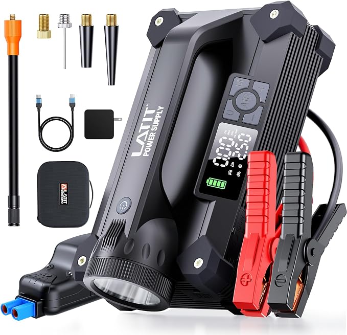 LATIT 6000A Jump Starter with Air Compressor 150PSI 65W Charger, 12V Battery - Image 9