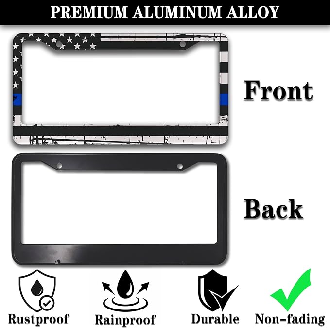 License Plate Frames Black, and Blue License Plate Frame American Flag USA - Image 3