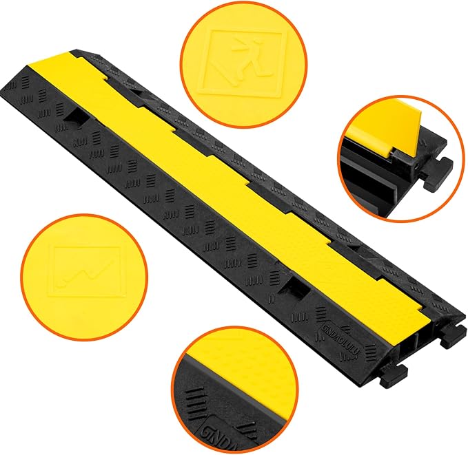 2 Channel 3 Pack Cable Protector Ramp Traffic Wire and Hose Ramp Cord Cover - Image 9