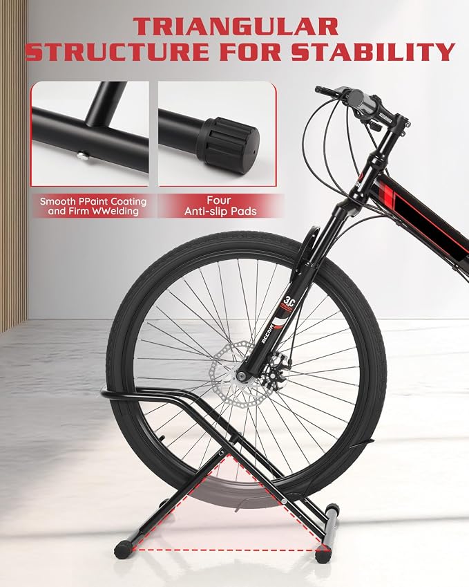 Upgraded 4" Wide Tire Floor Bike Stand Rack, Heavy Duty Garage Indoor Bike - Image 6