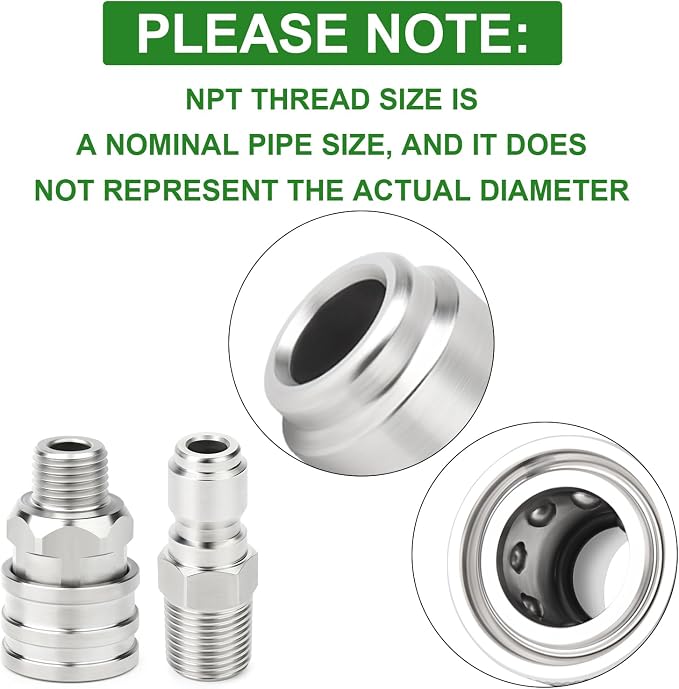 TAISHER 4PCS 304 Stainless Steel Pressure Washer Adapter Kit, Quick Connect - Image 3