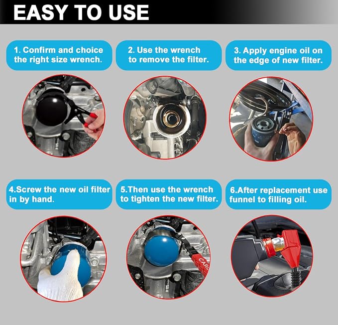 9pcs Oil Filter Wrench Set, Adjustable Oil Filter Removal Tool From 1-3/4" to 6" - Image 9