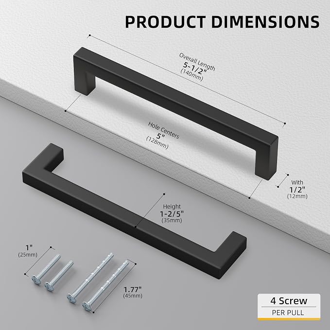 goldenwarm 22 Pack 5 Inch Black Cabinet Handles - Image 2