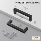 Goldenwarm 2Pack Black Square Bar Cabinet Pull Drawer Handle Stainless Steel - Image 2