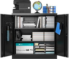 Metal Storage Cabinet with Pegboard 31.5”H×31.5”W×16.5”D, Lockable Rolling - Image 3